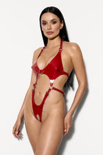 Pamela Harness Bodysuit in Red