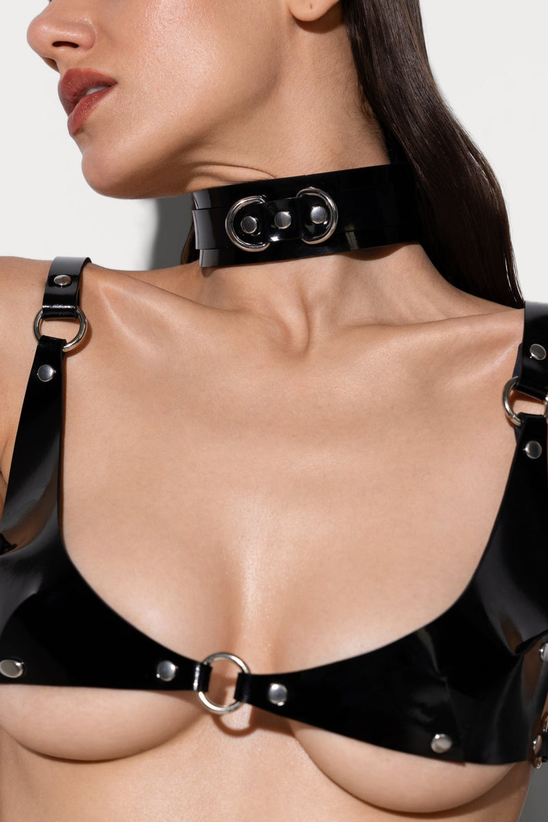 Bonny Lacquer Collar in Black